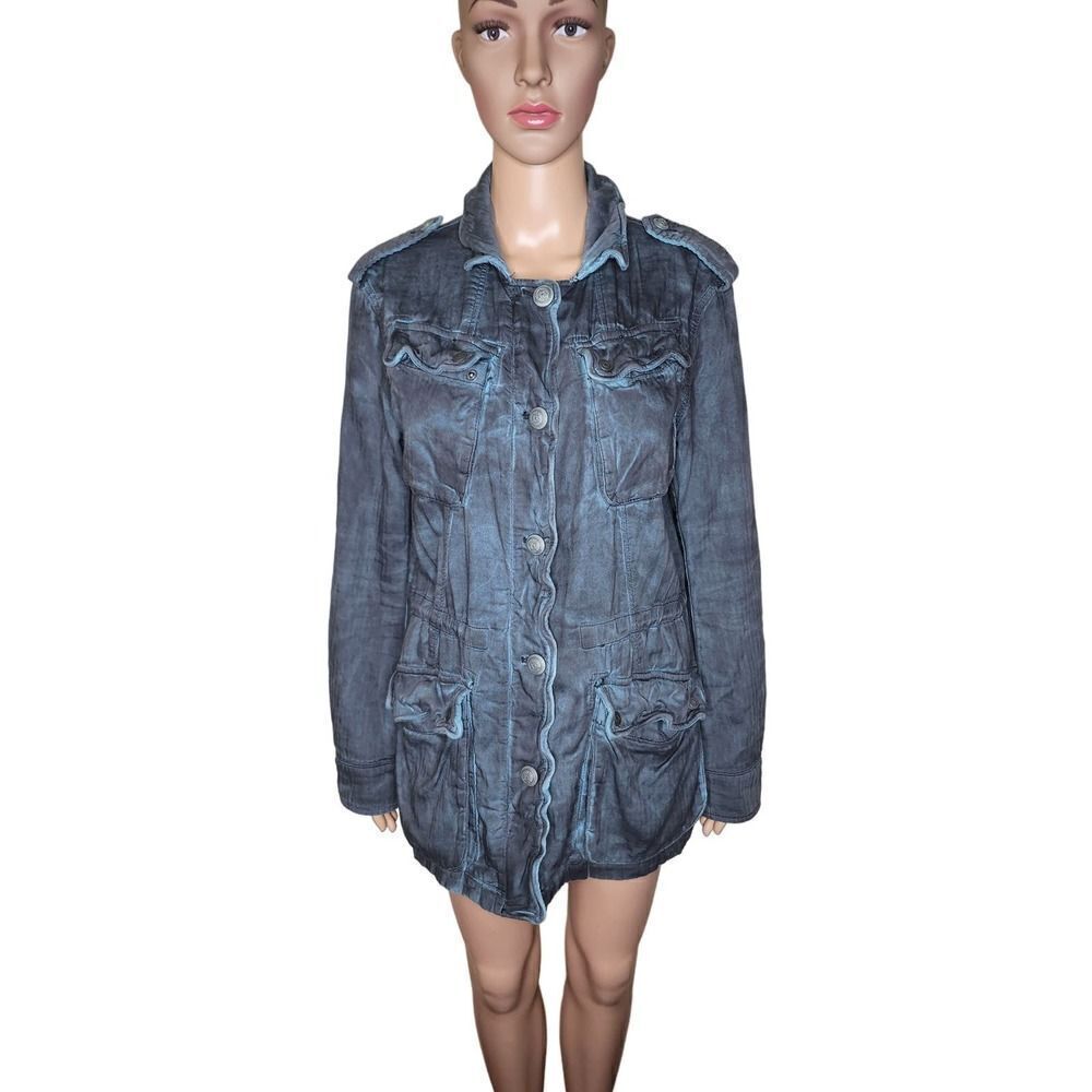 Free People Anthro Women's gray cotton dyed business casual cargo jacket SP